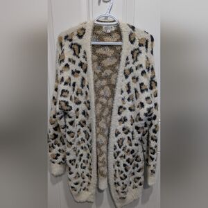 Molly Bracken Leopard Print Sweater - Cream and Black